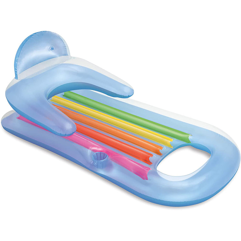 Intex King Kool Inflatable Lounging Swimming Pool Float, Multi-colored (Used)