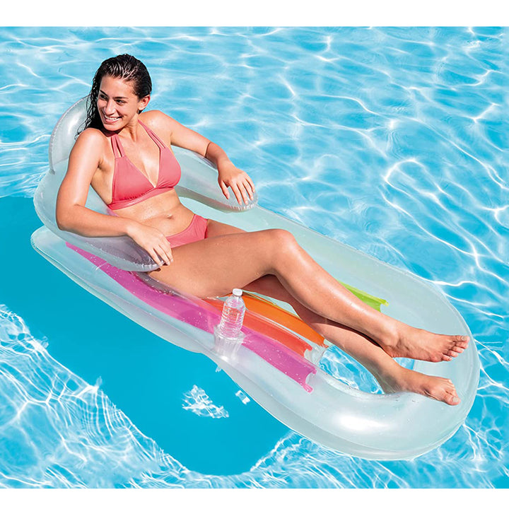 Intex King Kool Inflatable Lounging Swimming Pool Float, Multi-colored (Used)