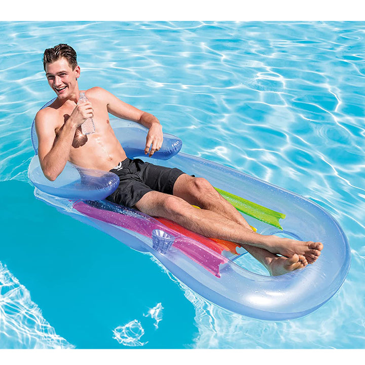 Intex King Kool Inflatable Lounging Swimming Pool Float, Multi-colored (Used)