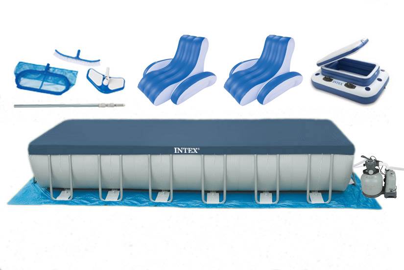 Intex 24' x 12' x 52" Ultra Frame Rectangular Swimming Pool Set | 26365EH - VMInnovations