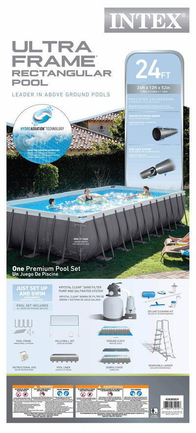 Intex 24' x 12' x 52" Ultra Frame Rectangular Swimming Pool Set | 26365EH - VMInnovations