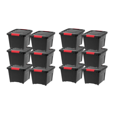 IRIS USA 12 Pack Stack and Pull 19 Quart Storage Tote Container Box with Lid - VMInnovations