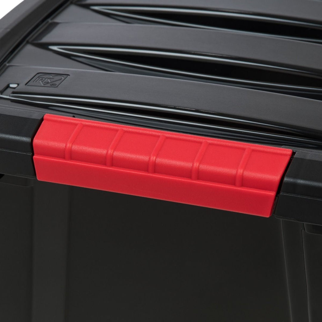 IRIS USA Stack and Pull 19 Quart Black Storage Tote Container Box Bin, (6 Pack)