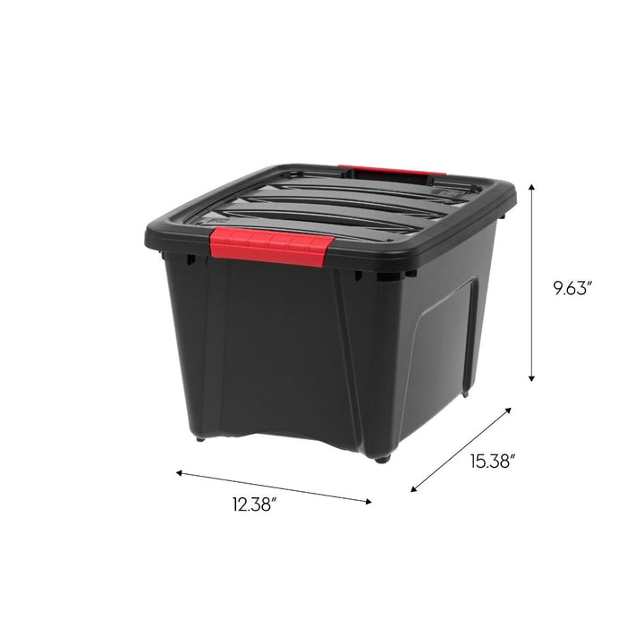 IRIS USA Stack and Pull 19 Quart Black Storage Tote Container Box Bin, (6 Pack) - VMInnovations
