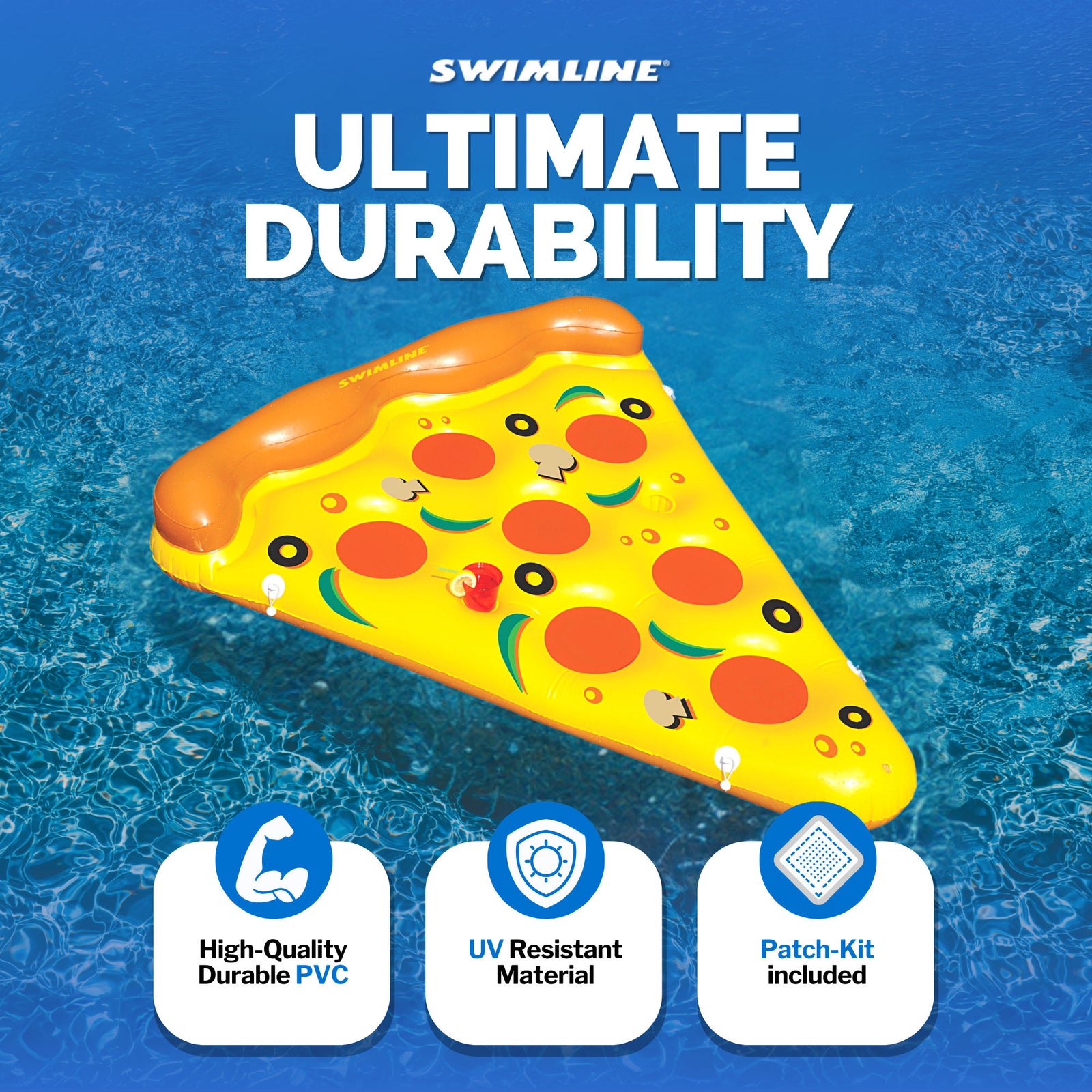 Swimline Giant 72" Inflatable Pizza Slice Swimming Pool Floating Water Raft - VMInnovations