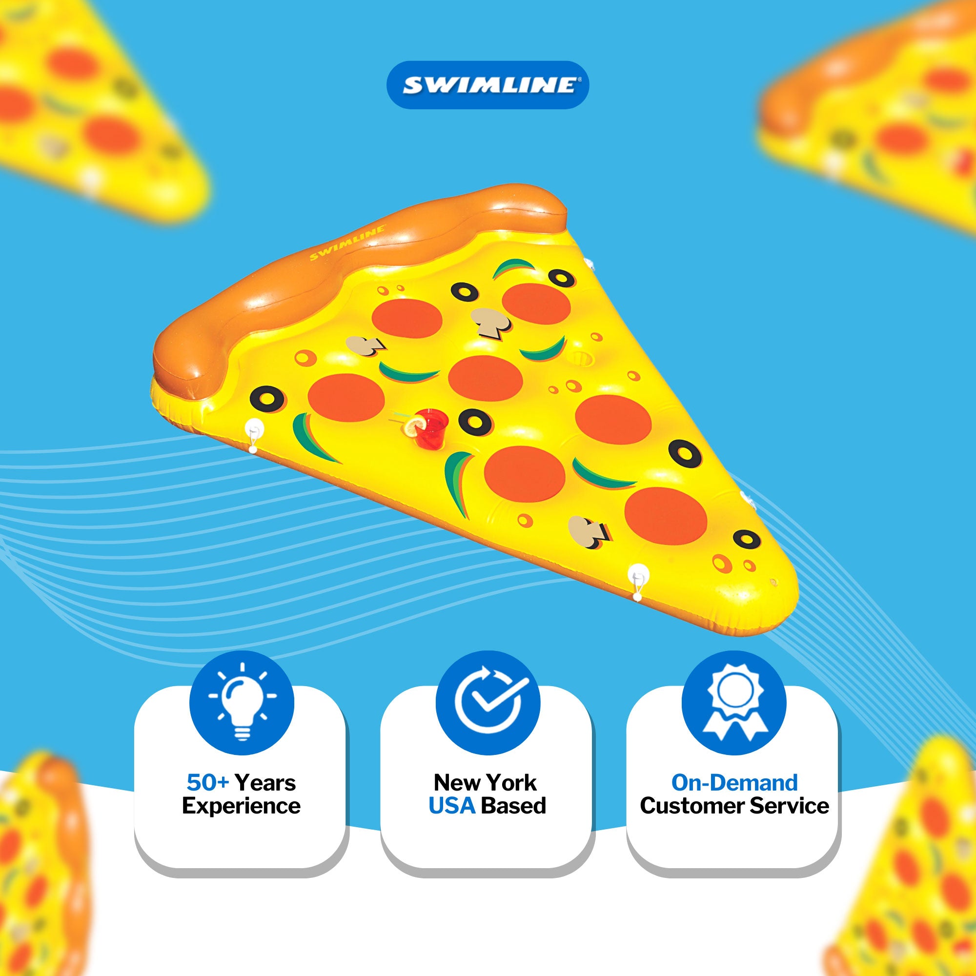 Swimline 90645 Pool Inflatable Pizza Slice Float Raft Water (Open Box) - VMInnovations