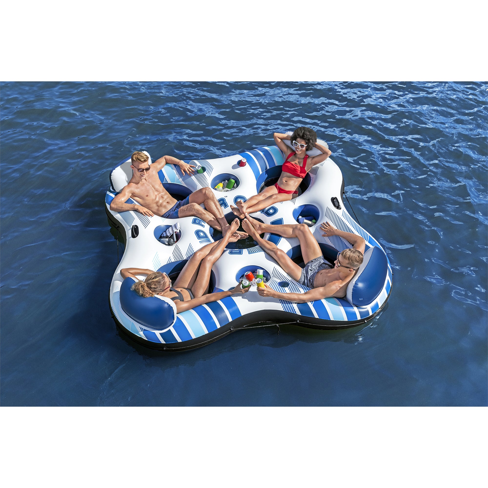 Bestway Hydro-Force Rapid Rider 4 Person Inflatable River Tube Lounger, Blue - VMInnovations