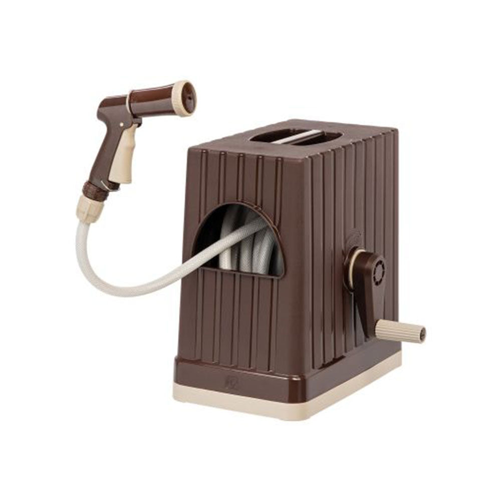 IRIS USA 98.42 Foot Portable Mobile Hose Reel Storage Caddy with Nozzle, Brown