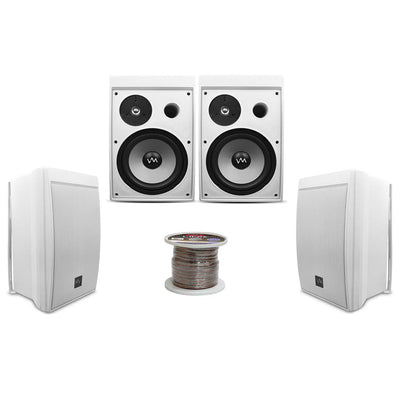 VM Audio 360W Weather-Proof Patio Speakers, 4 + Wiring | 2 x SR-WOD8 + PSC14100