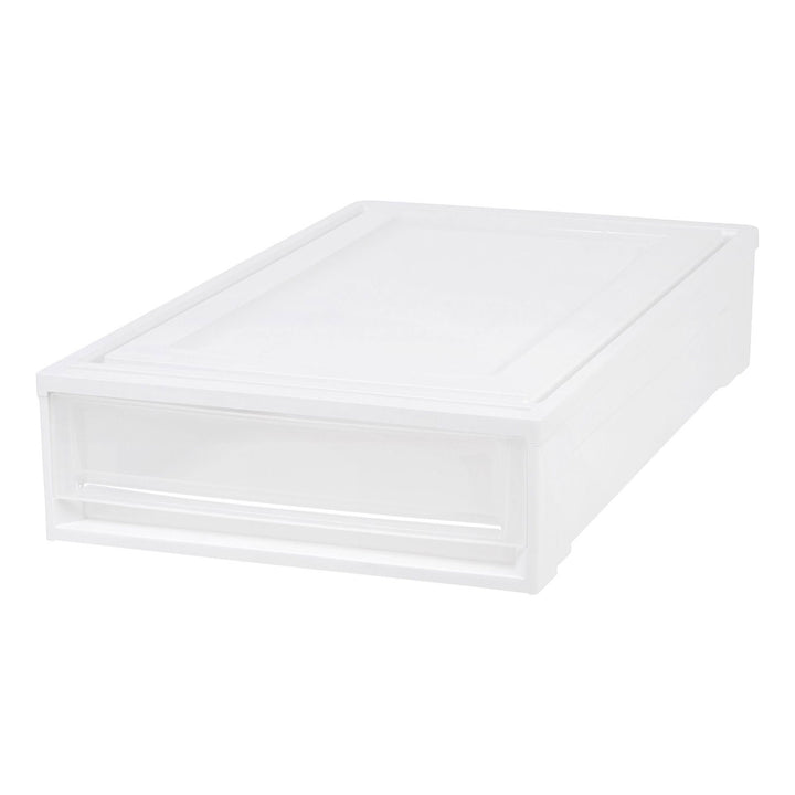 IRIS USA Under Bed Plastic Box Drawer Storage Container, White (4pk) (Open Box)