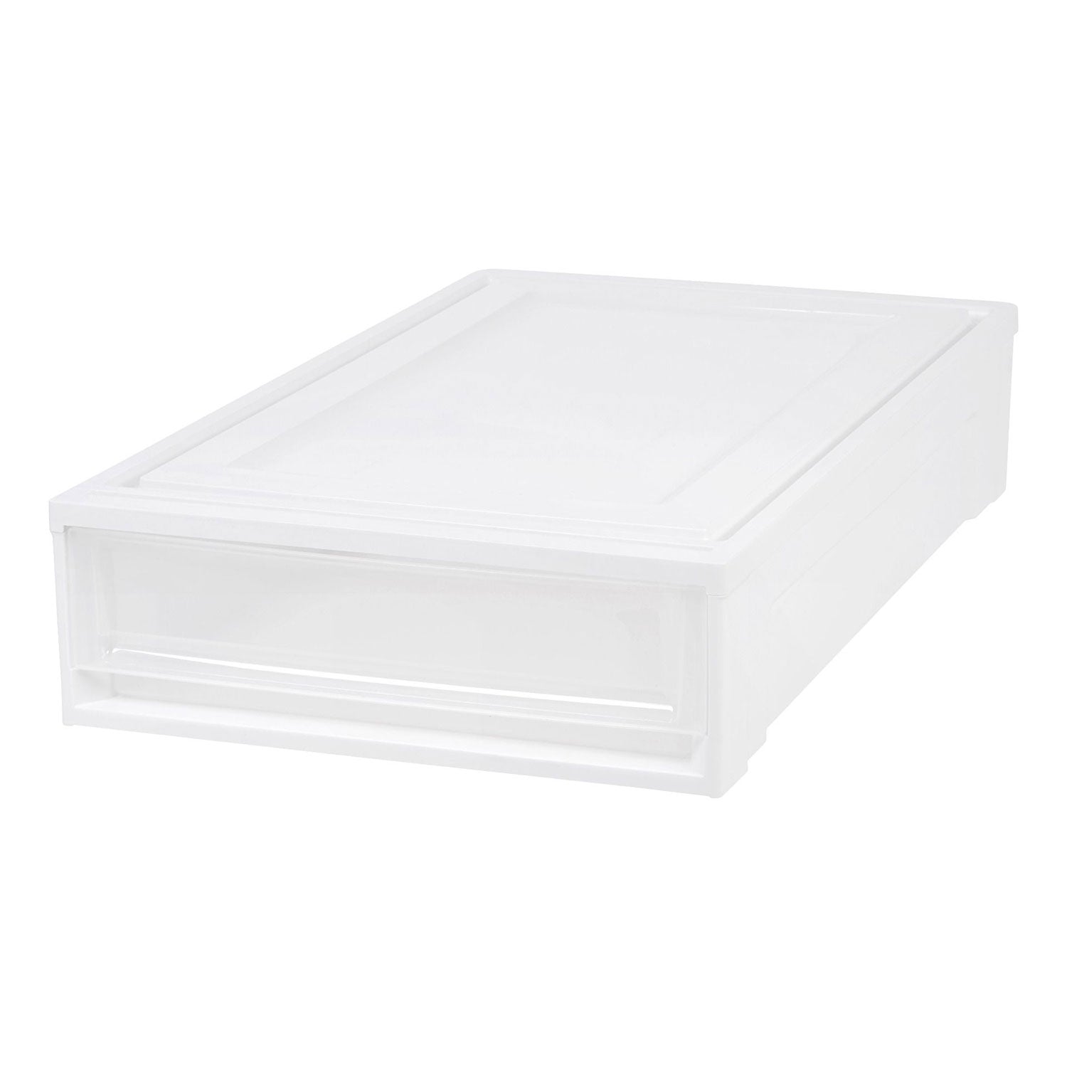 IRIS USA Under Bed 27.5 Quart Box Chest Drawer Storage Container 2 Pack, White