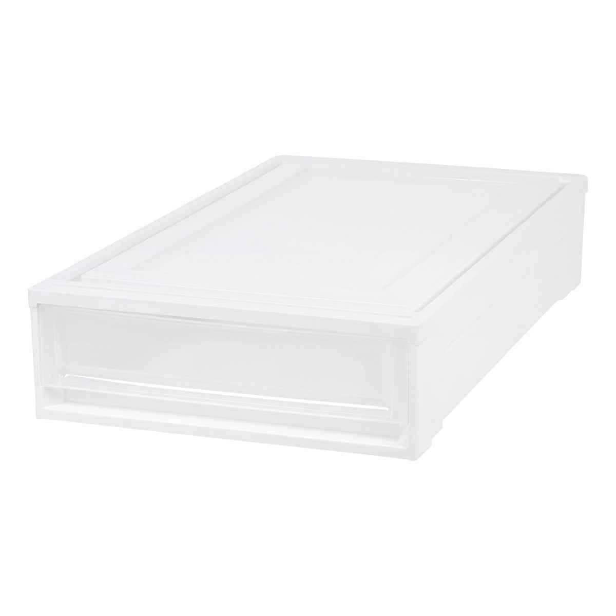 IRIS USA Under Bed Plastic Box Chest Drawer Storage Container, White (4 Pack)