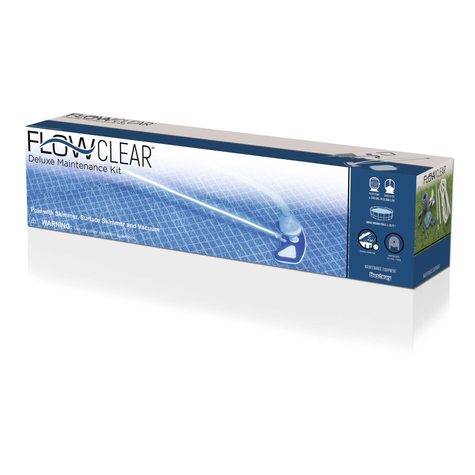 Bestway 24ft x 12ft x 52in Pool Set w/ Pool Vacuum & Maintenance Accessories Kit - VMInnovations