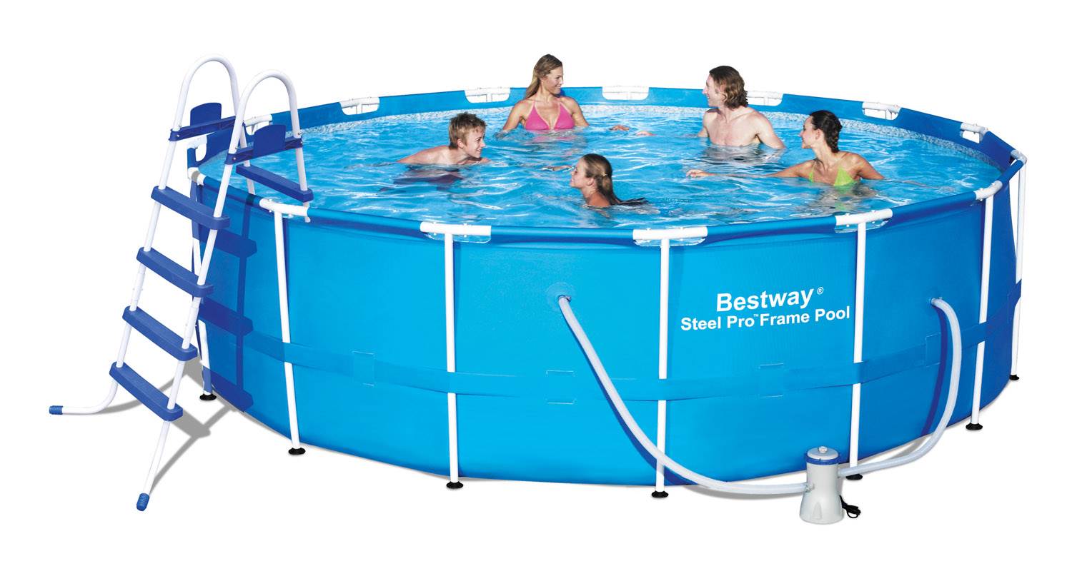 Bestway 15 x 48" Steel Pro Frame Above Ground Swimming Pool Set 56362E-Open Box
