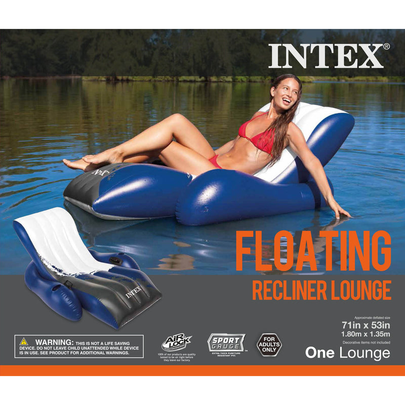 INTEX Floating Lounge Pool Recliner Lounger with Cup Holders (Open Box) (4 Pack)