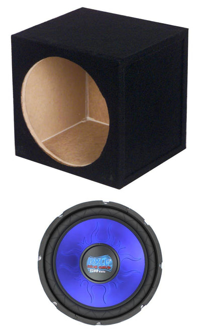 New Pyle PL1290BL 12" 1200 Watt Car Audio Subwoofer + 12" Sealed Sub Enclosure