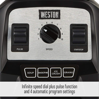 Weston 58914 Professional 64 Ounce Countertop Blender w/ Recipe Book, Black