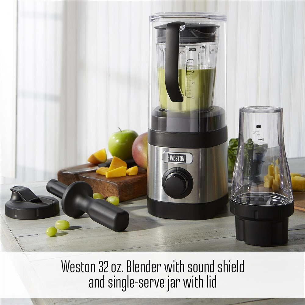 Weston 32 Ounce Blender with Personal To Go Jar & Blender Bible Recipe Book