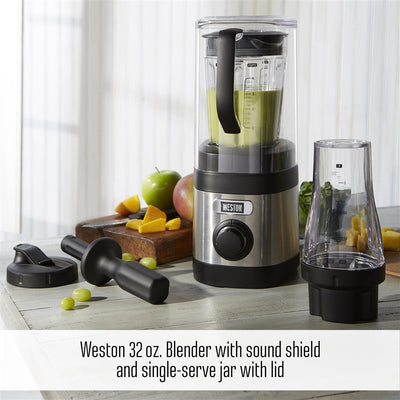 Weston 32 Ounce Blender with Personal To Go Jar & Blender Bible Recipe Book