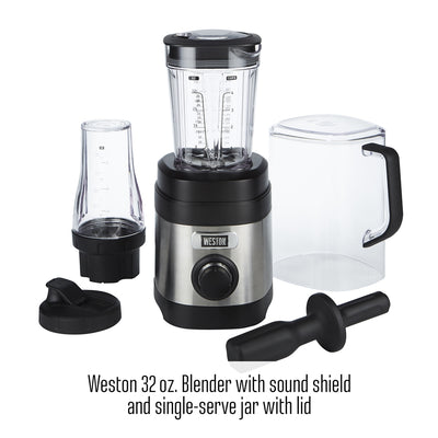 Weston 32 Ounce Blender with Personal To Go Jar & Blender Bible Recipe Book