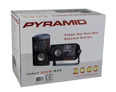 2) New Pyramid 2060 300W 3-Way Car/Home Audio Mini Box Speakers + 14 Gauge Wire