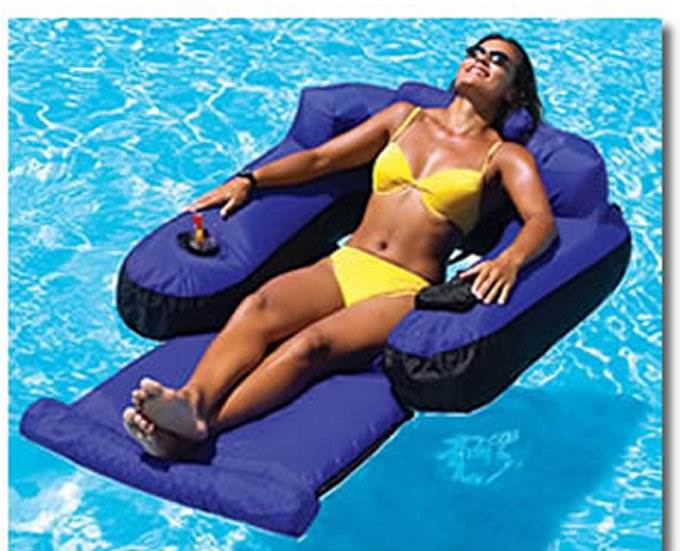 Swimline Swimming Pool Fabric Inflatable Ultimate Floating Loungers (4 Pack) - VMInnovations