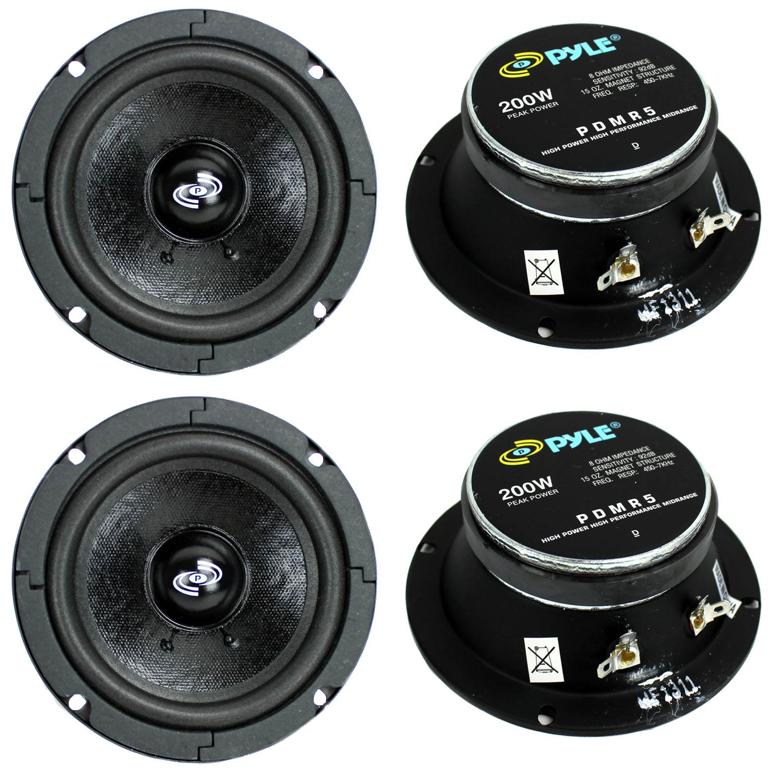 4) Pyle Pro PDMR5 5" 800W Car DJ/Home Mid Bass MidRange Speakers Drivers Audio - VMInnovations