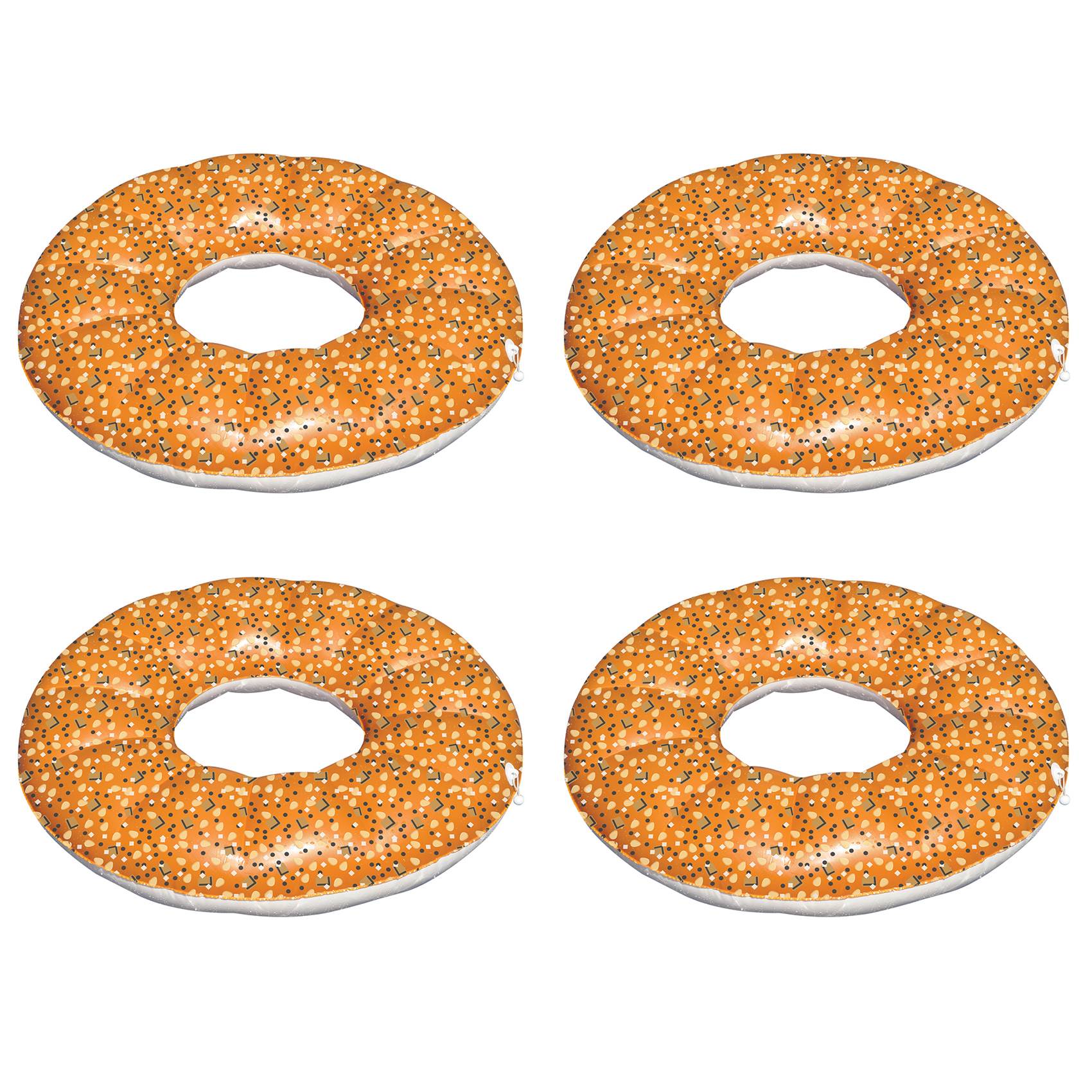 Swimline 48 Inch Inflatable Everything Bagel Swimming Pool Float Tube (4 Pack)