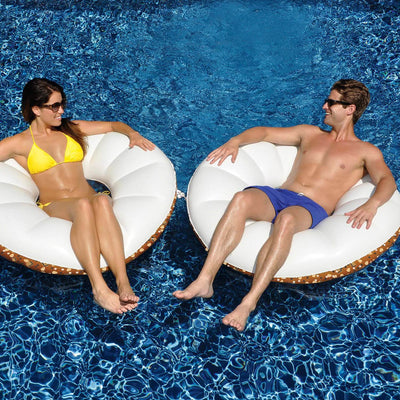 Swimline 48 Inch Inflatable Everything Bagel Swimming Pool Float Tube (4 Pack)