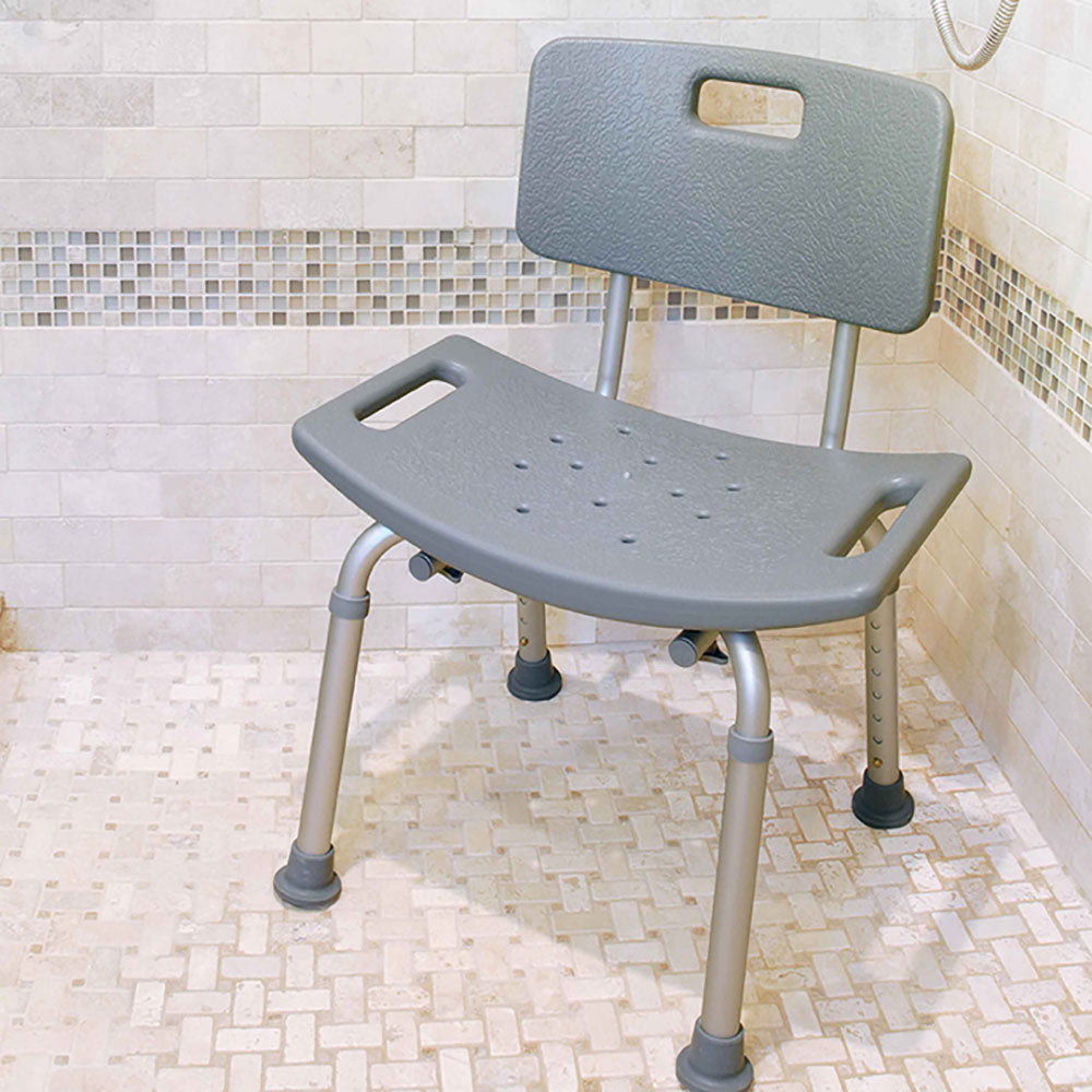 Bios Living 250 Pound Support Non Slip Adjustable Bath Bench with Back, Gray