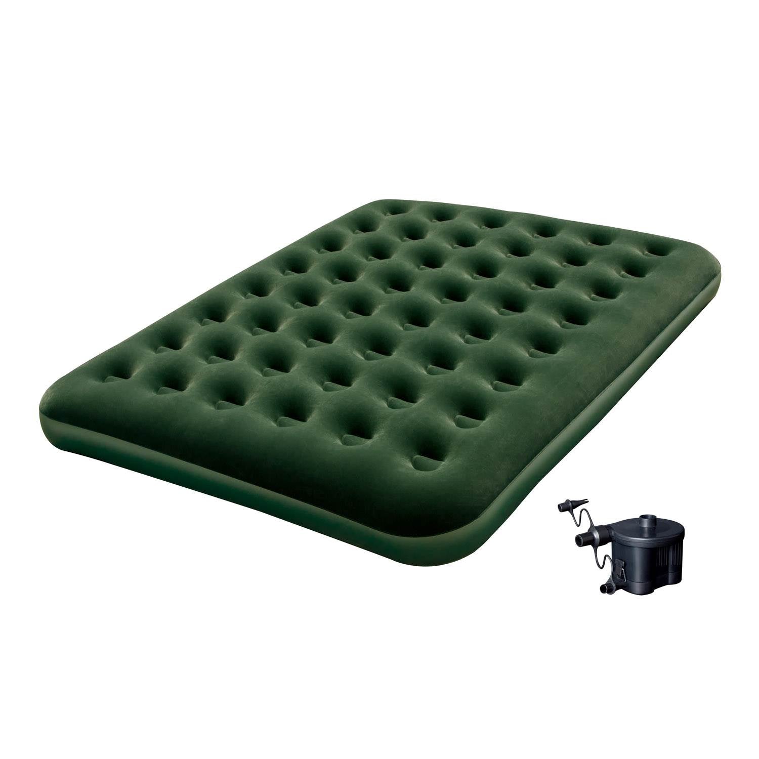 Bestway Inflatable Flocked Camping Airbed Mattress w/ Air Pump| Queen (Open Box)