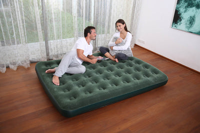 Bestway Inflatable Flocked Camping Airbed Mattress w/ Air Pump| Queen (Open Box)