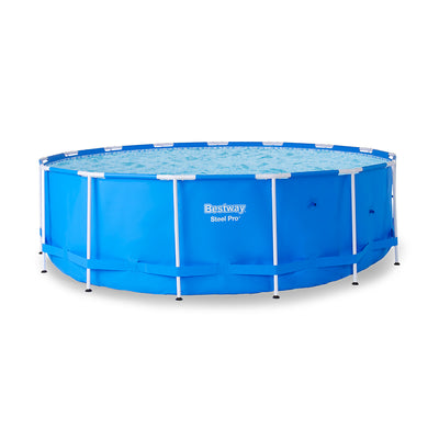 Hey! Cool Pool Float Cleaning Swimming Pool with Bestway Steel Pro Round Frame