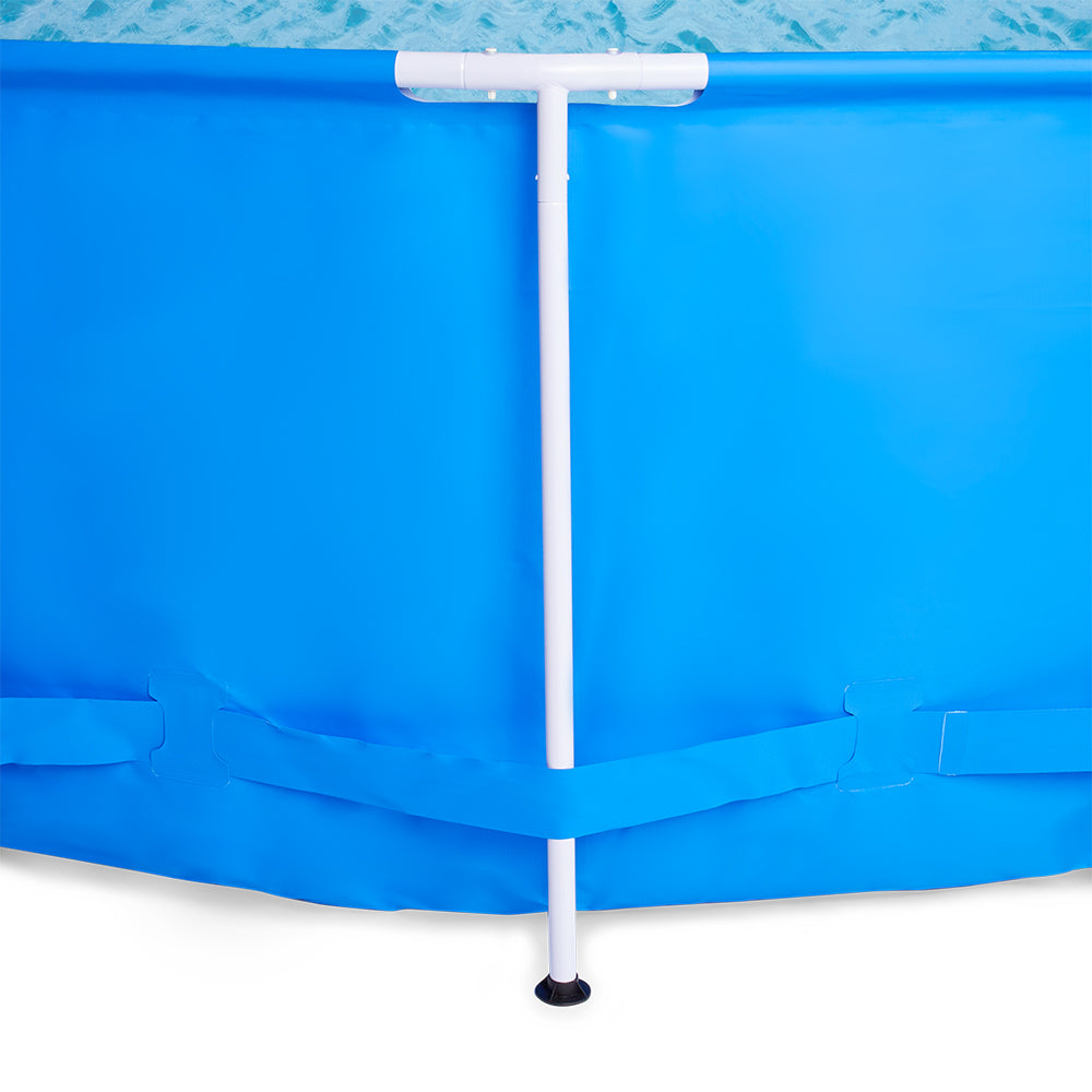 Hey! Cool Pool Float Cleaning Swimming Pool with Bestway Steel Pro Round Frame