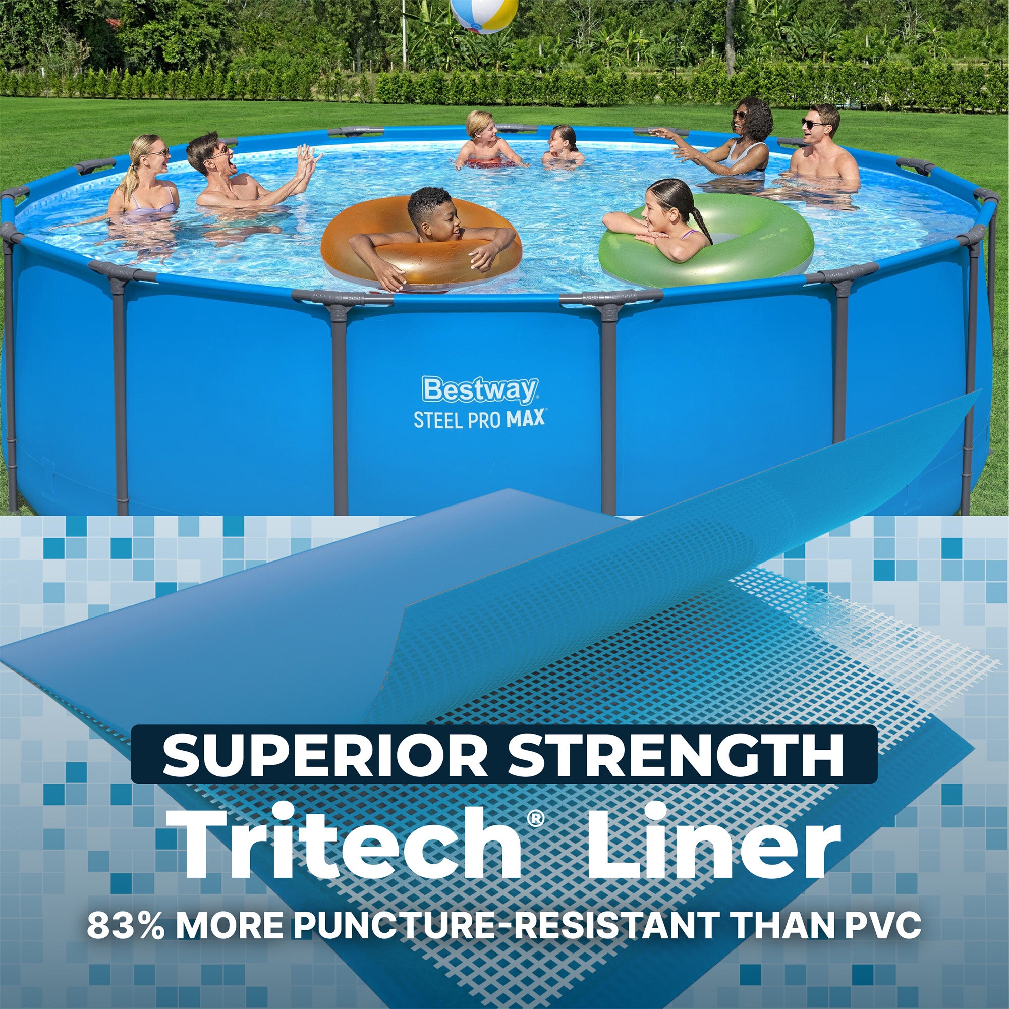Bestway 15-Foot x 48" Round Frame Above Ground Swimming Pool(No Pump) (Open Box)