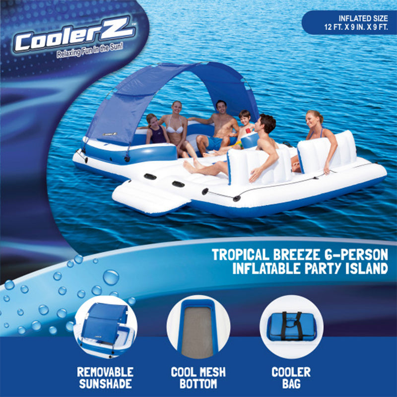 Bestway CoolerZ Tropical Breeze Floating Island Pool Lake Raft Lounge (Damaged)
