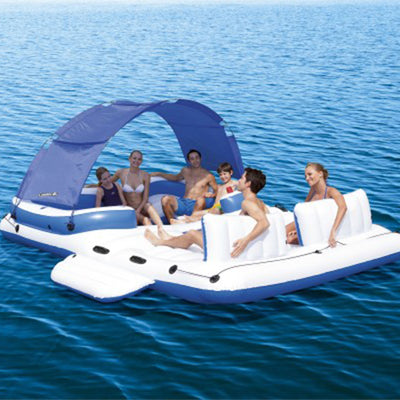 Bestway CoolerZ Tropical Breeze Floating Island Pool Lake Raft Lounge (Damaged)