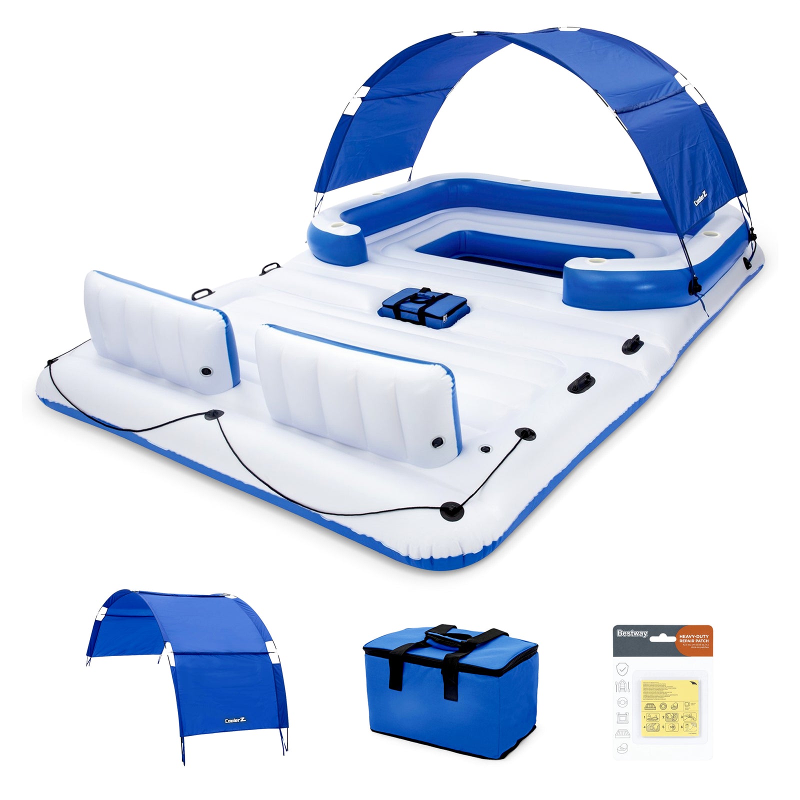 Bestway Hydro-Force Tropical Breeze 6 Person Inflatable Party Island Water Float - VMInnovations
