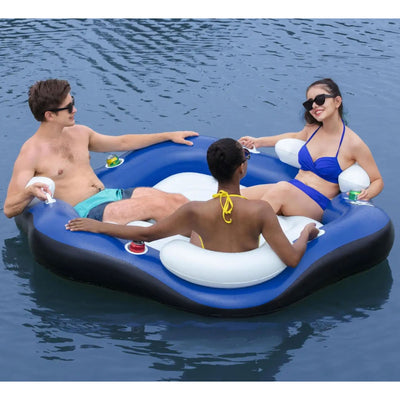 Bestway 75"x70" X3-Person Floating Water Island Lounge Tube Raft (Open Box)