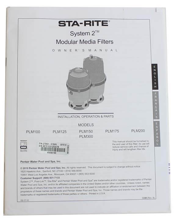 3) Sta-Rite 27002-0150S System 2 PLM150 Cartridge Filter Replacements 150 Sq Ft