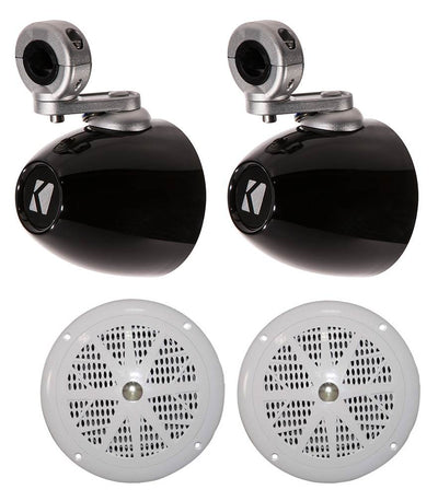 2) Pyle PLMR41W 4" 100W Marine Speakers White + 2) Kicker 4" Tower Enclosures - VMInnovations