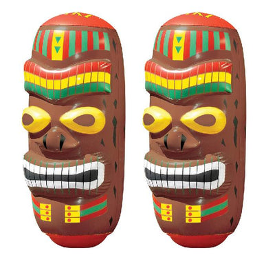 2) Swimline 90240 Swimming Pool Inflatable Tiki Tropical Totem Pole Bop Bags
