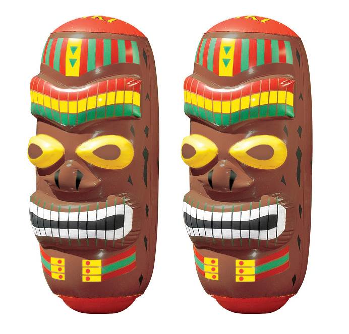 2) Swimline 90240 Swimming Pool Inflatable Tiki Tropical Totem Pole Bop Bags