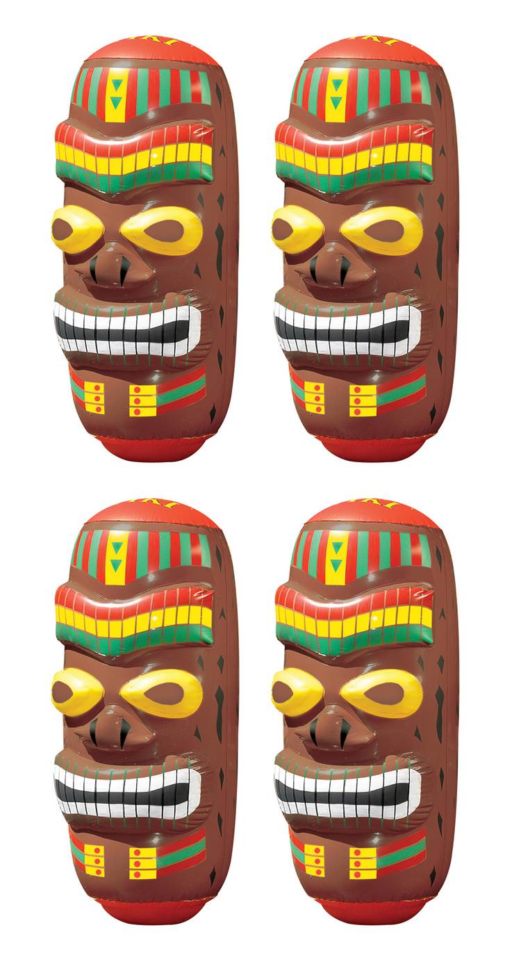 4) Swimline 90240 Swimming Pool Inflatable Tiki Tropical Totem Pole Bop Bags