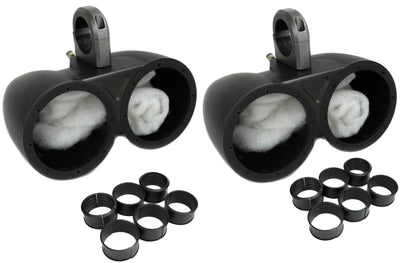 4) Pyle PLMR60B 6.5" 300W Marine Speakers Black + 2) 6.5" Dual Tower Enclosures