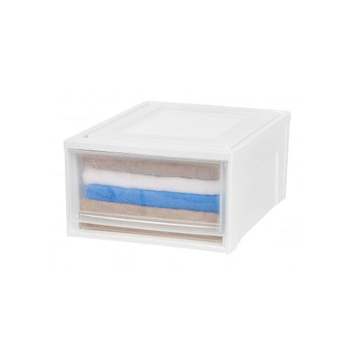 IRIS USA 96 Quart Medium Deep Box Chest Storage Drawer Set, White (Open Box)