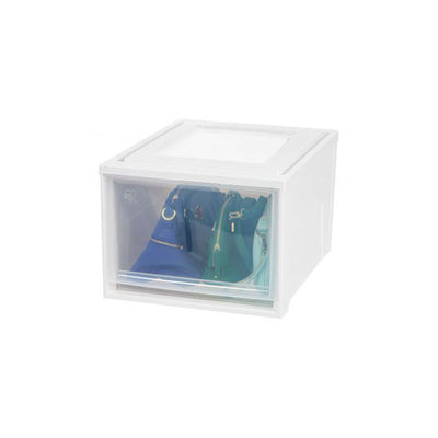 IRIS USA 96 Quart Shallow Medium Deep Box Chest Storage Drawer Set, White