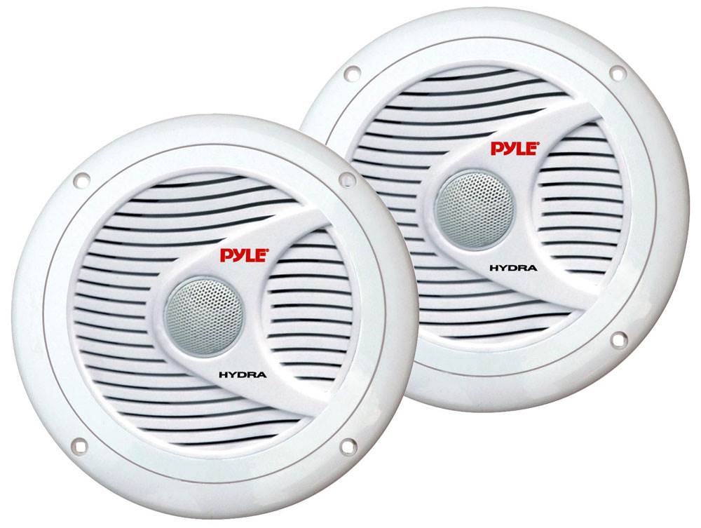 4) Pyle PLMR60W 6.5" 300W Marine Speakers Wht + 2) Kicker 6.5" Dual Enclosure