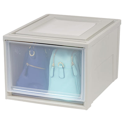 IRIS USA 43 Quart Secure Stackable Deep Box Storage Chest Drawer, Gray (3 Pack)