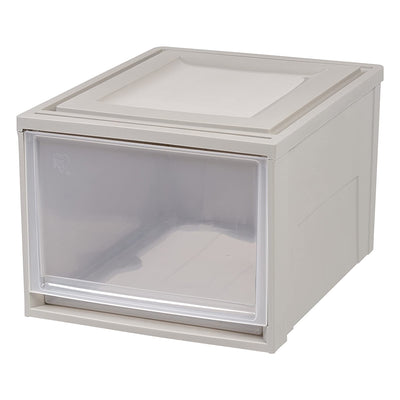 IRIS USA 43 Quart Secure Stackable Deep Box Storage Chest Drawer, Gray (3 Pack)